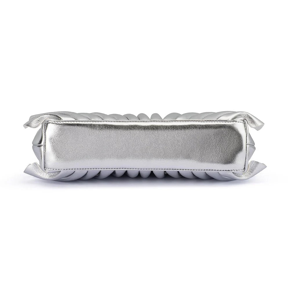 Hollie Pleated Clutch - Silver - Presence Hamilton
