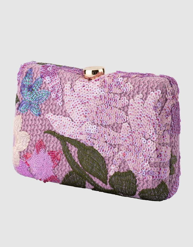 Greta Floral Clutch-Lilac - Presence Hamilton