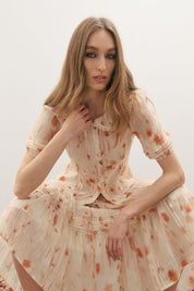 Apricity Pleated Midi Skirt - Peaches & Cream - Presence Hamilton