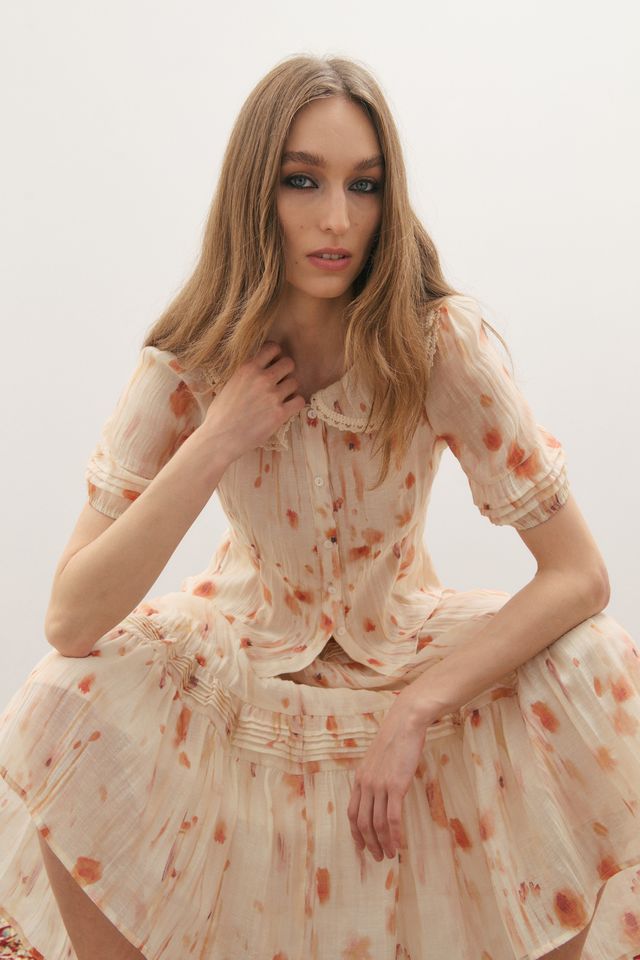 Apricity Pleated Midi Skirt - Peaches & Cream - Presence Hamilton