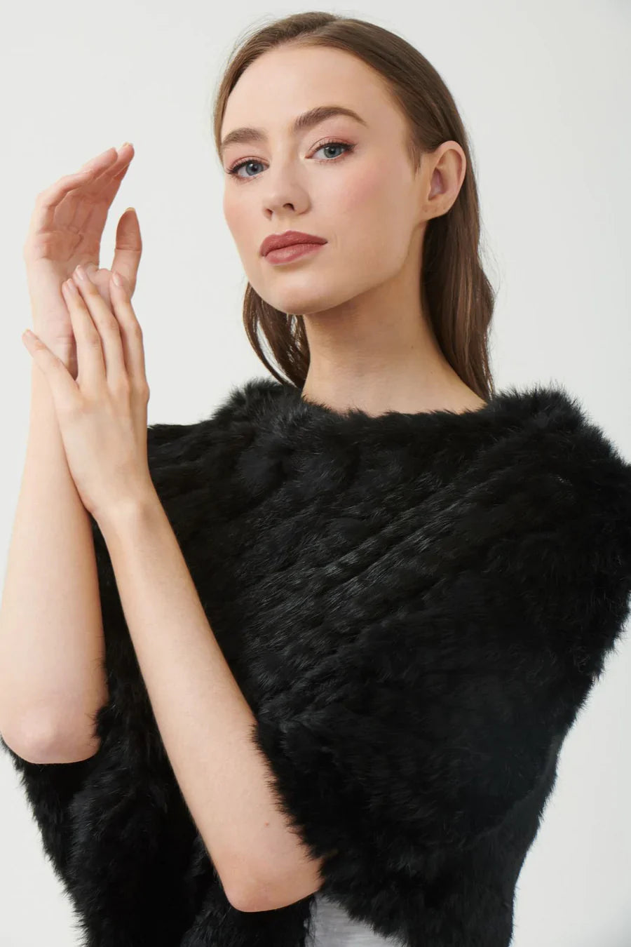 365 Days Fur Poncho - Black - Presence Hamilton