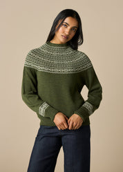 Ingrid Fair Isle Jumper- Moss - Presence Hamilton