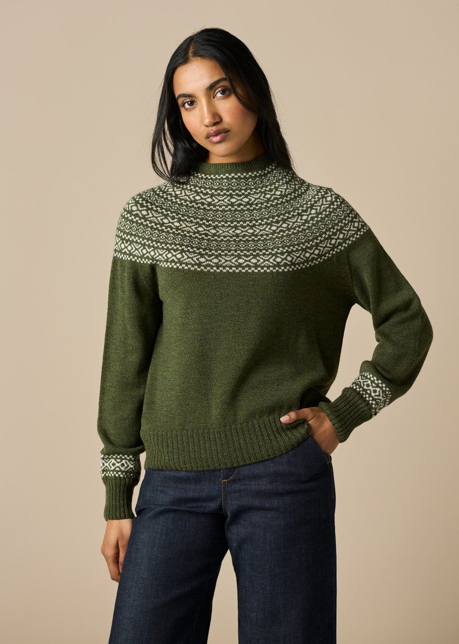 Ingrid Fair Isle Jumper- Moss - Presence Hamilton