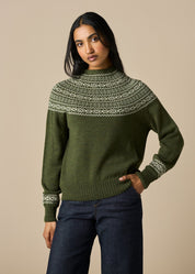 Ingrid Fair Isle Jumper- Moss - Presence Hamilton