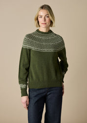 Ingrid Fair Isle Jumper- Moss - Presence Hamilton