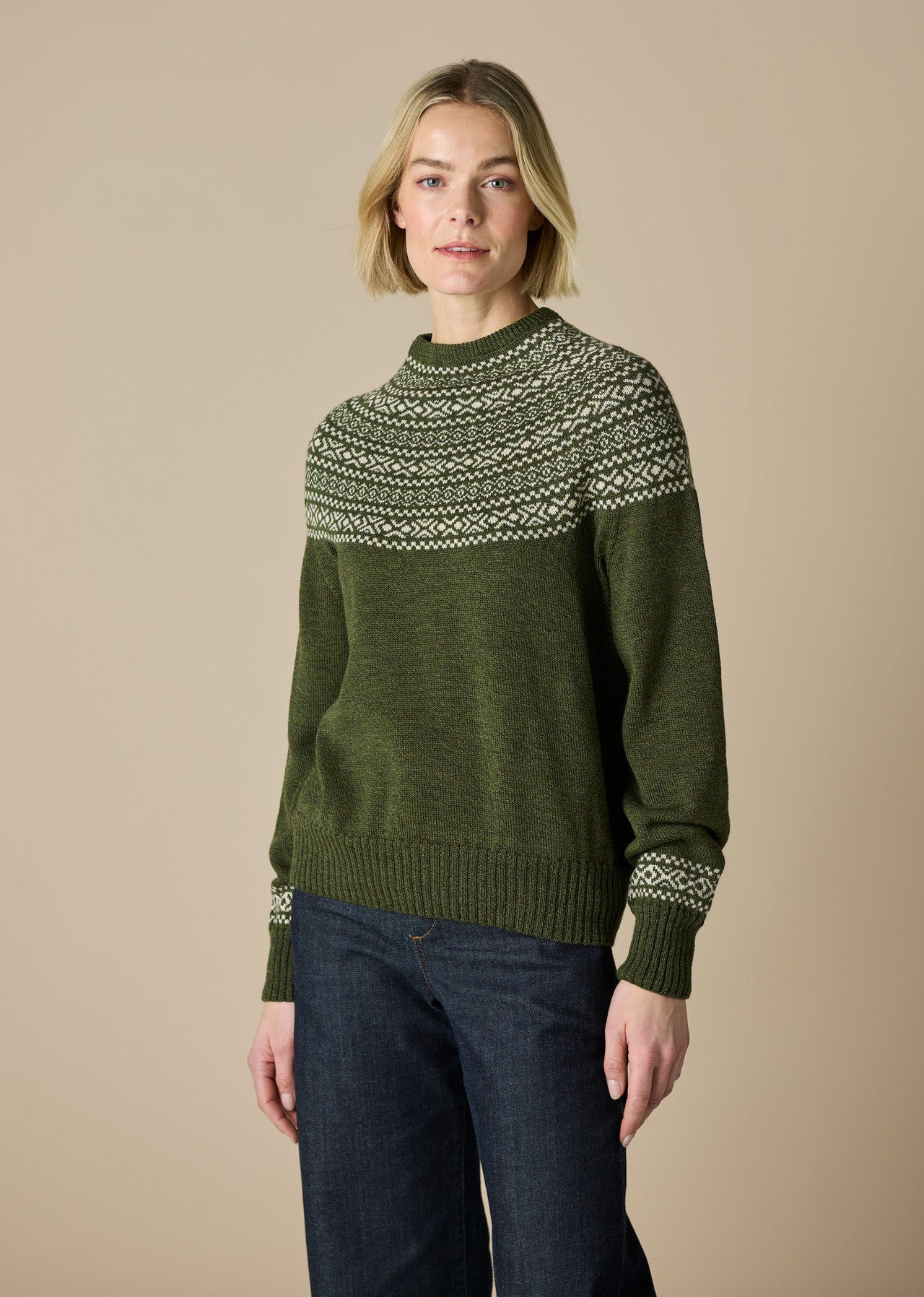 Ingrid Fair Isle Jumper- Moss - Presence Hamilton