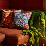 Lucia Embroidered Cushion - Cerulean