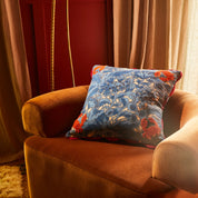 Lucia Embroidered Cushion - Cerulean