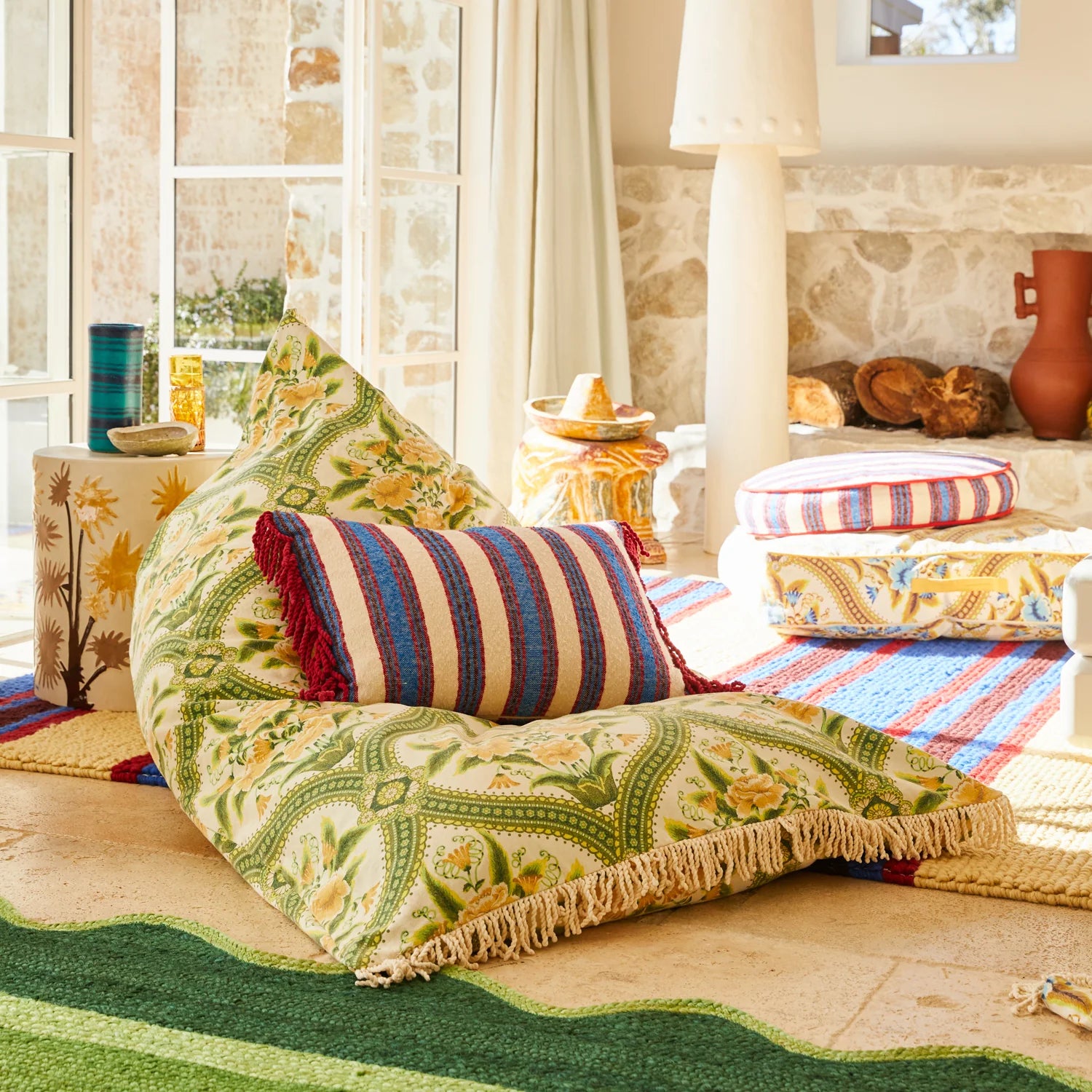 Selene Woven Cushion - Azure