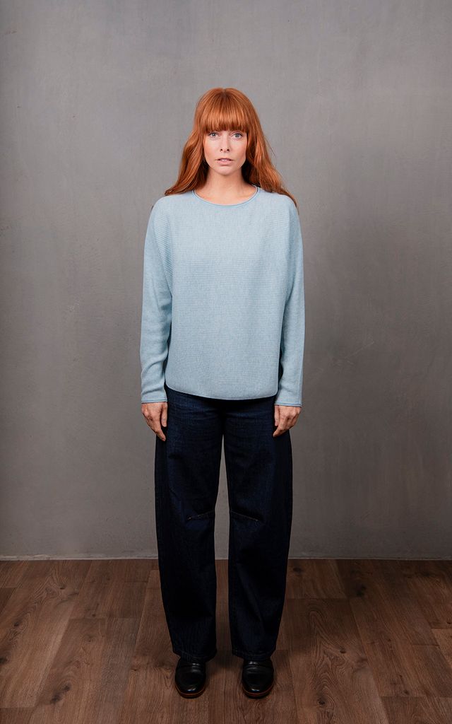 Dolman Ribbed Pullover - Aquamarine - Presence Hamilton