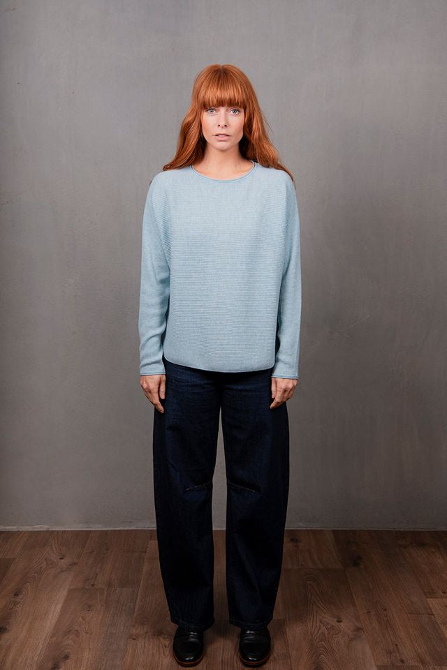 Dolman Ribbed Pullover - Aquamarine - Presence Hamilton