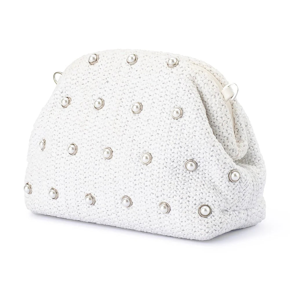 Kaia Studded Woven Clutch
