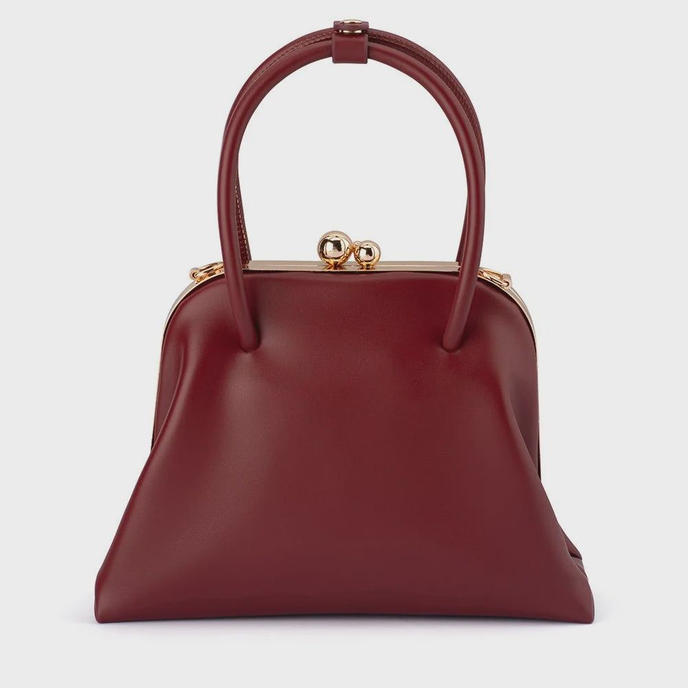 LEANDRA Top Handle Bag- Burgundy