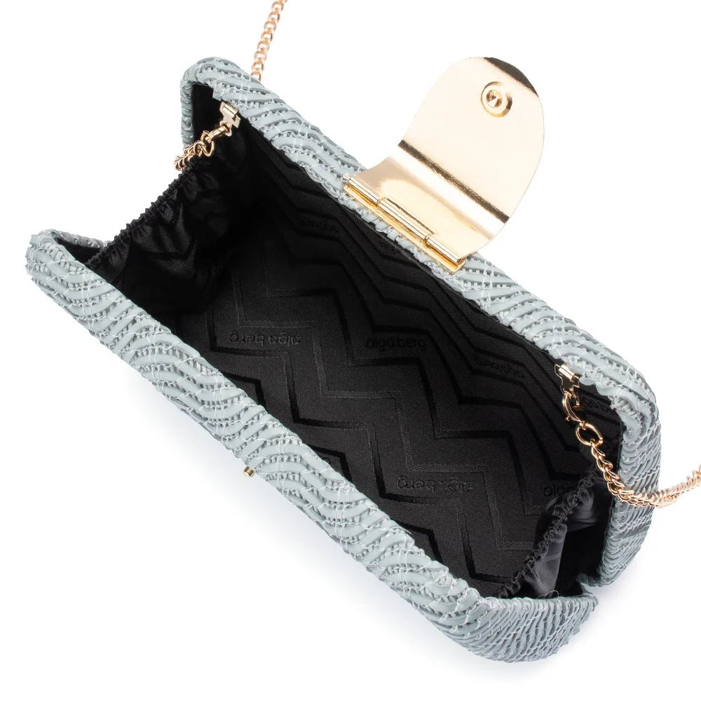 Lindy Woven Clutch- Blue