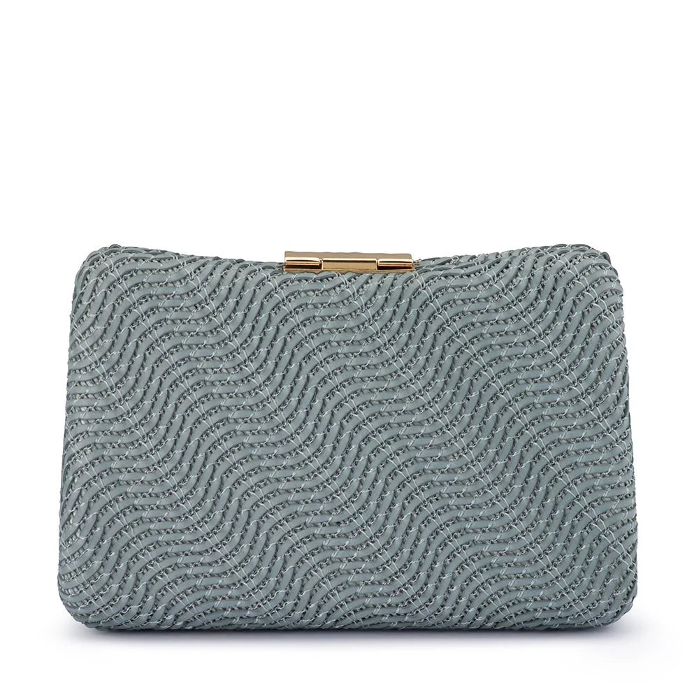 Lindy Woven Clutch- Blue