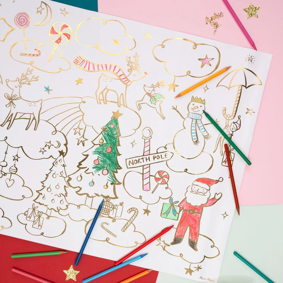Christmas Coloring Posters - 2 gold foil posters