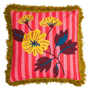 Annette Embroidered Cushion- Cosmo Pink