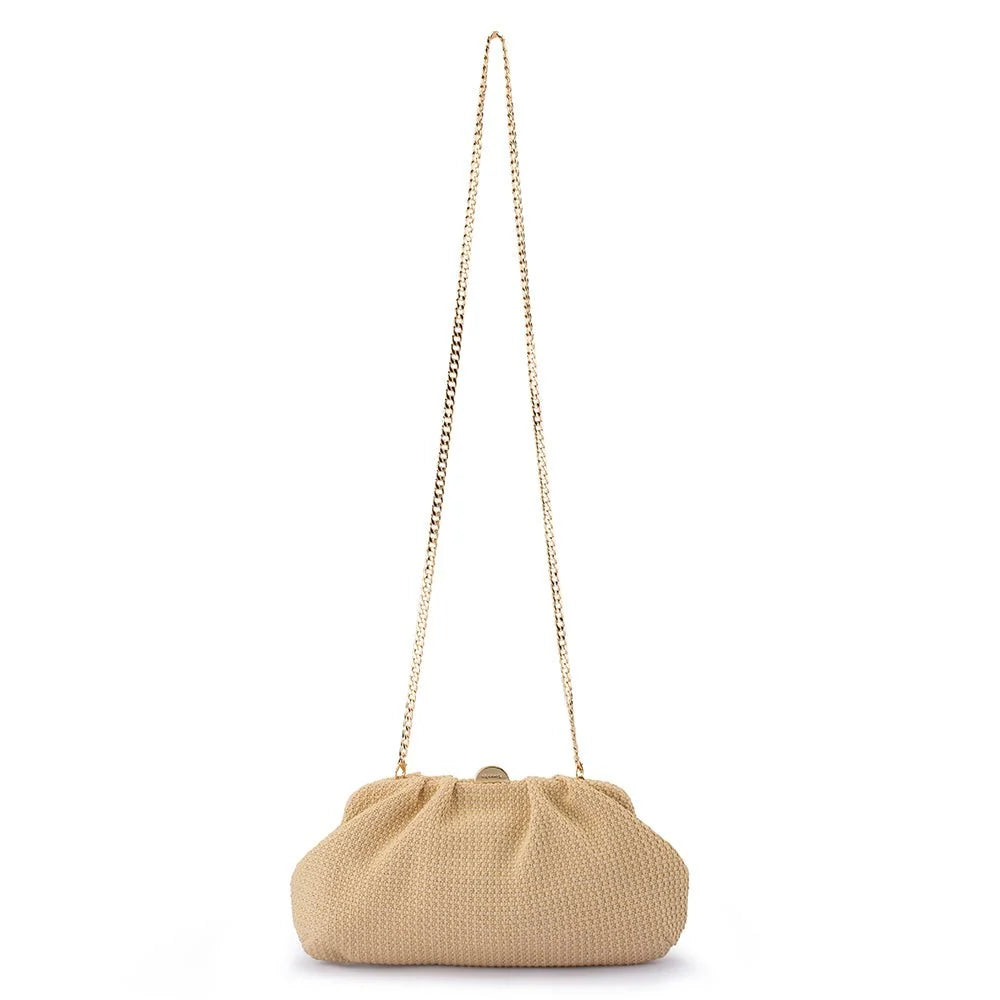 Oriana Woven Clutch-Natural