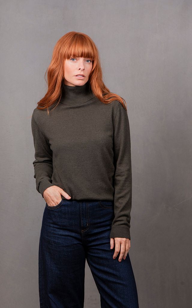 Rosie Roll Neck Pullover - Olive - Presence Hamilton