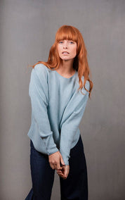 Dolman Ribbed Pullover - Aquamarine - Presence Hamilton