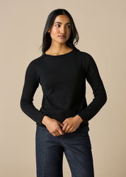 Phoebe Fine Jersey Crew - Black - Presence Hamilton