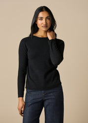 Phoebe Fine Jersey Crew - Black - Presence Hamilton