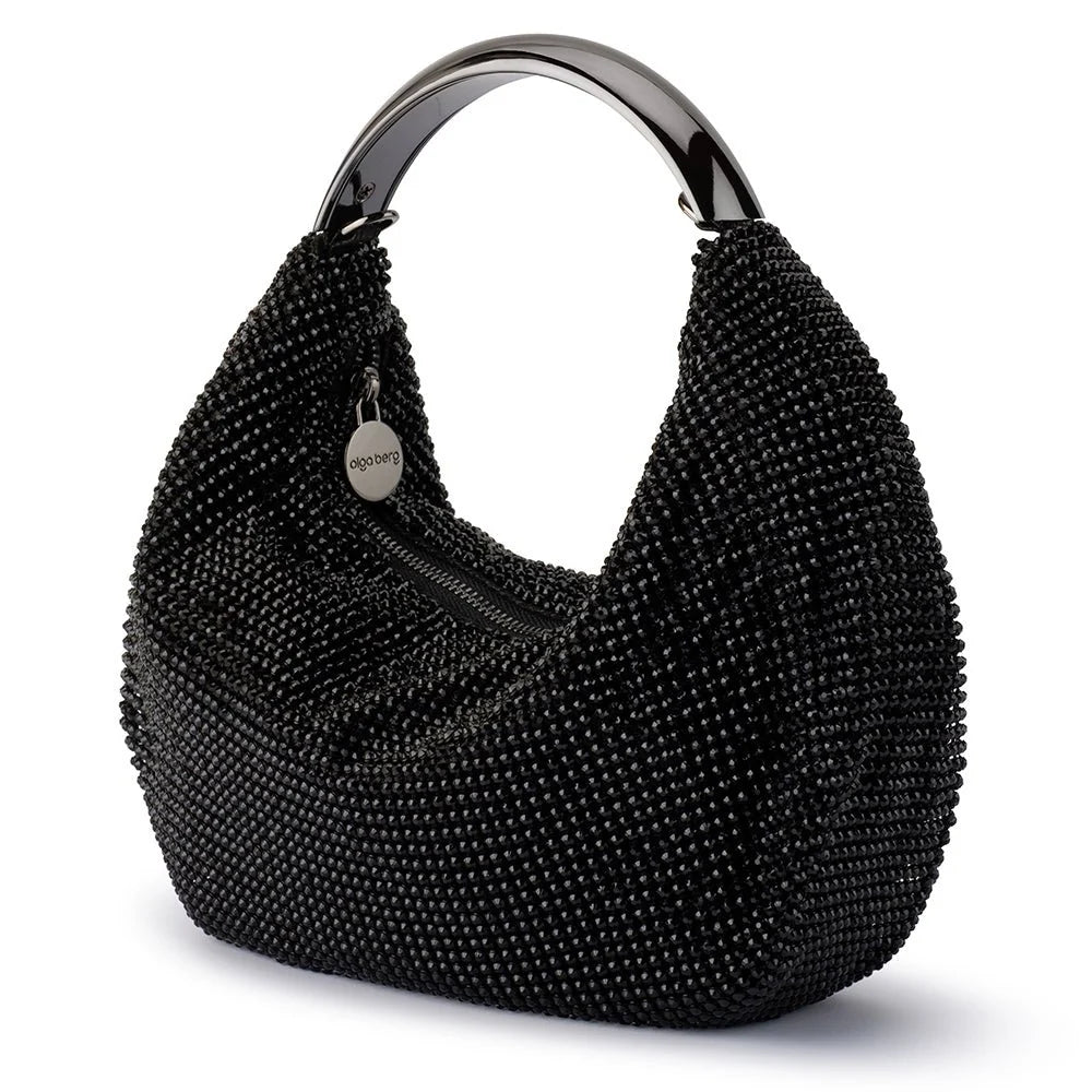 Pixie Crystal Mesh Bag - Black