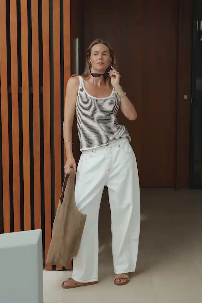 Darted Barrel Jean - Fresh Ecru