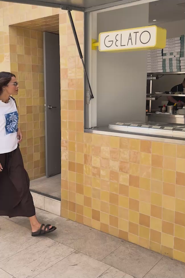 Stevie Slouchy Tee- Palm Scarf Print