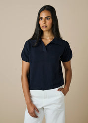 Prudence Textured Polo Tee- Ink