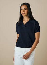 Prudence Textured Polo Tee- Ink