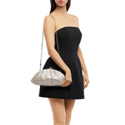 Rita Woven Clutch- Silver