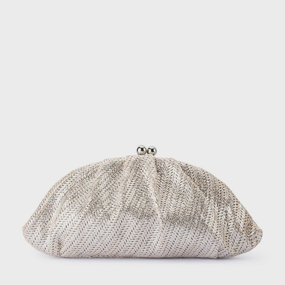 Rita Woven Clutch- Silver