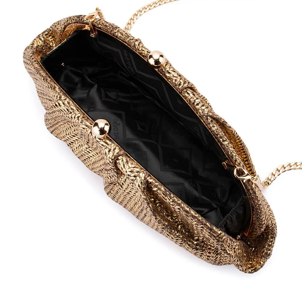 Rita Woven Clutch-  Bronze