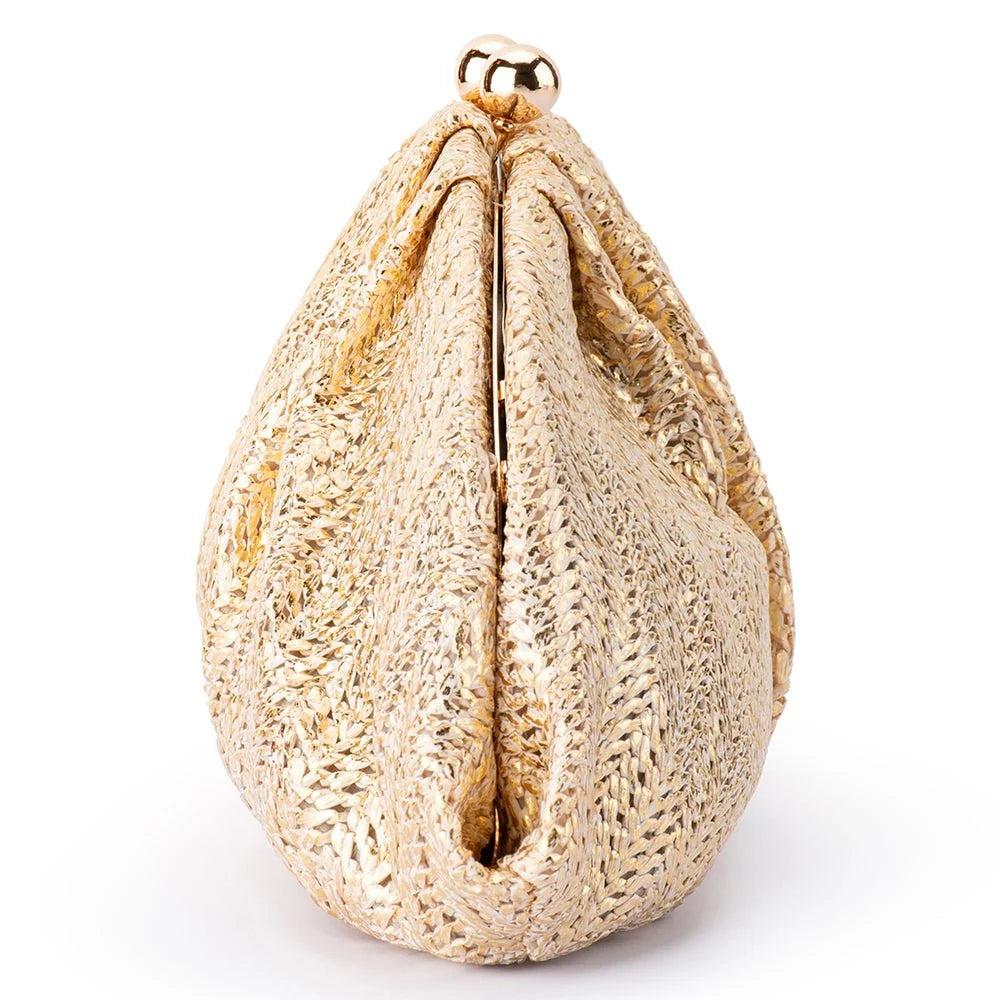 Rita Woven Clutch- Gold