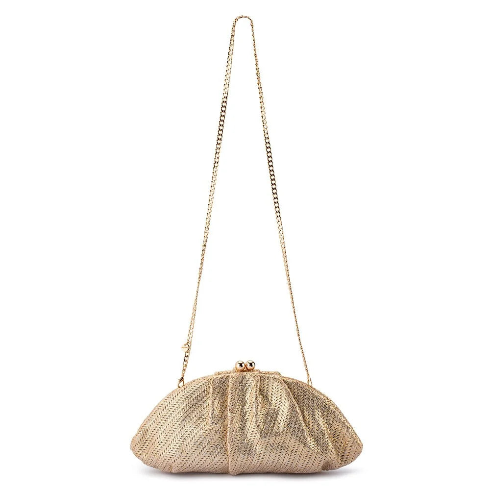 Rita Woven Clutch- Gold