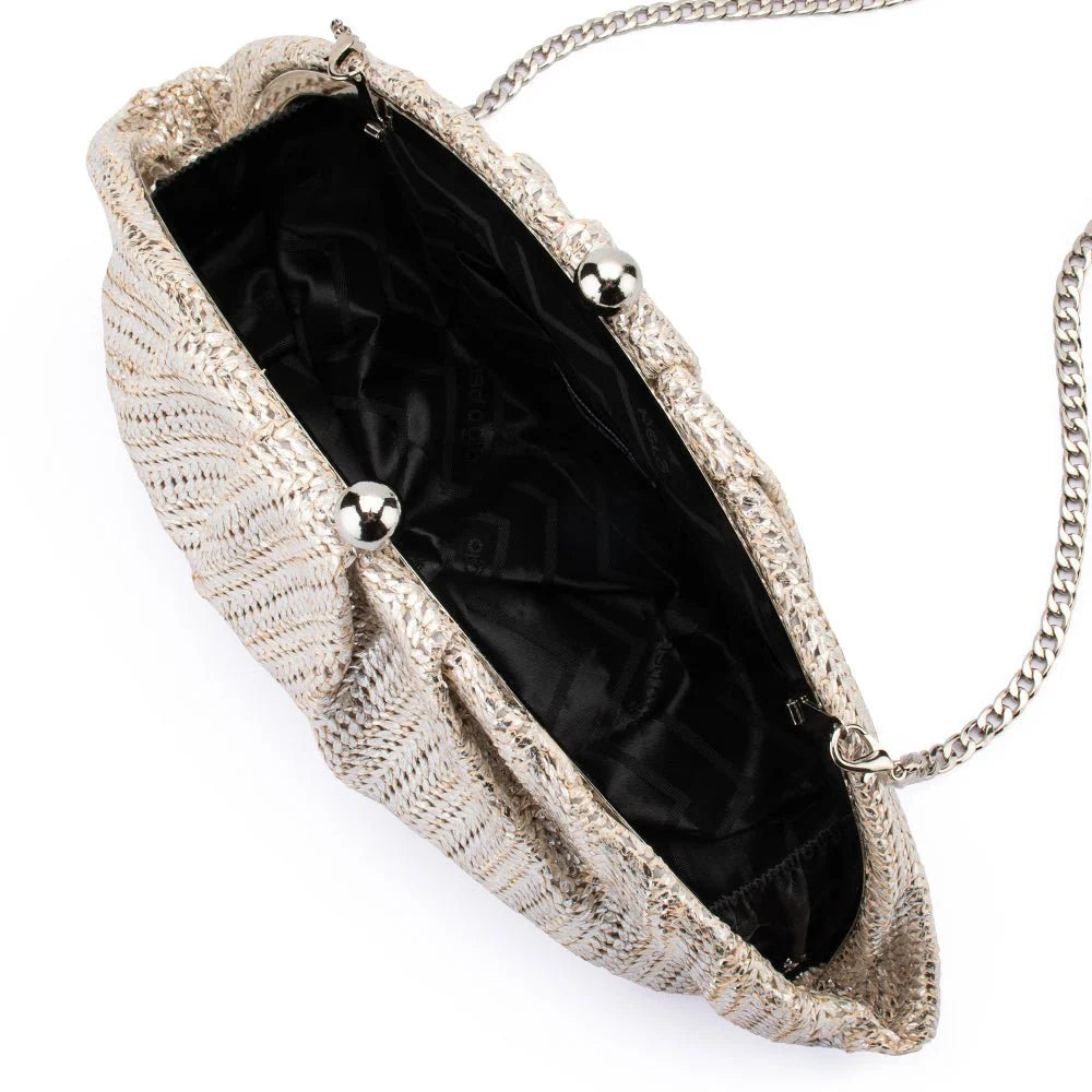 Rita Woven Clutch- Silver
