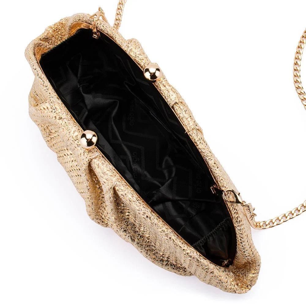 Rita Woven Clutch- Gold