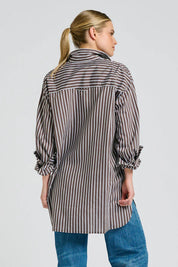 The Boyfriend Shirt- Chocolate Stripe - Presence Hamilton