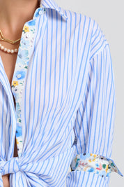 The Boyfriend Shirt- Floral Trim