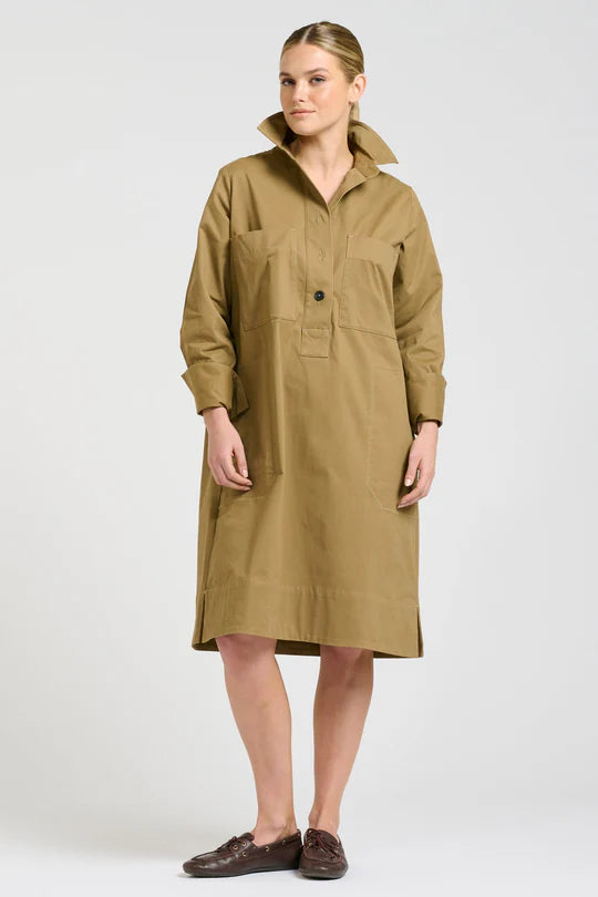 The Jane Utility Popover Dress - Tan - Presence Hamilton