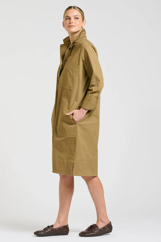 The Jane Utility Popover Dress - Tan - Presence Hamilton
