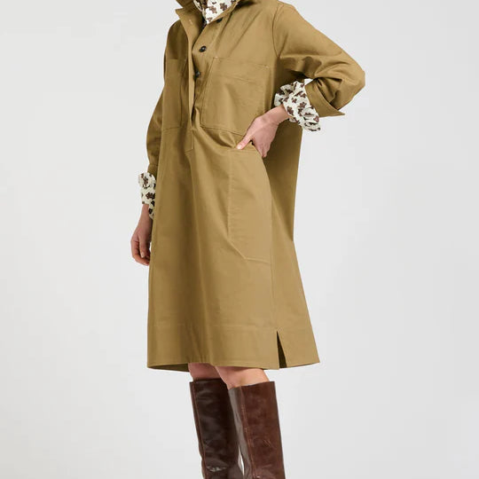 The Jane Utility Popover Dress - Tan - Presence Hamilton