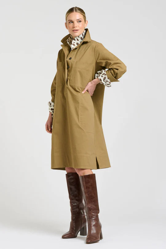 The Jane Utility Popover Dress - Tan - Presence Hamilton