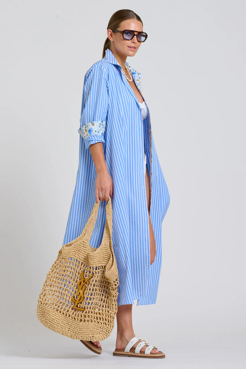 Luna Oversized Shirtdress -Floral Trim