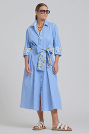 Luna Oversized Shirtdress -Floral Trim
