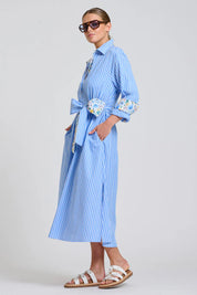Luna Oversized Shirtdress -Floral Trim