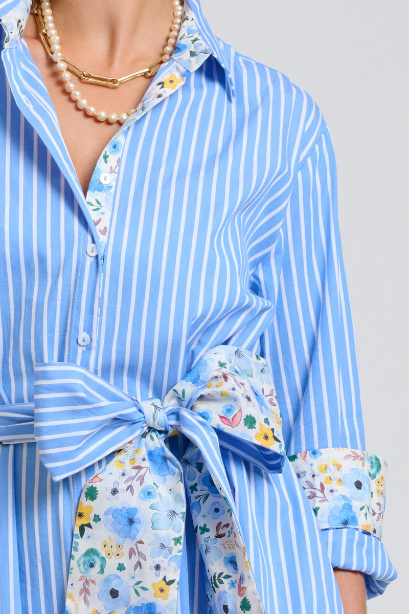 Luna Oversized Shirtdress -Floral Trim