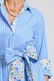 Luna Oversized Shirtdress -Floral Trim
