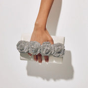 Stella Rosette Clutch - White - Presence Hamilton